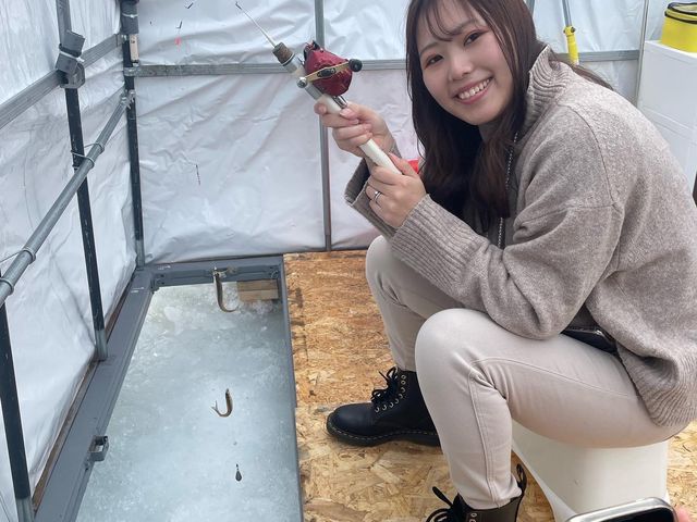 かなやま湖キャンプ場前 わかさぎ釣り
