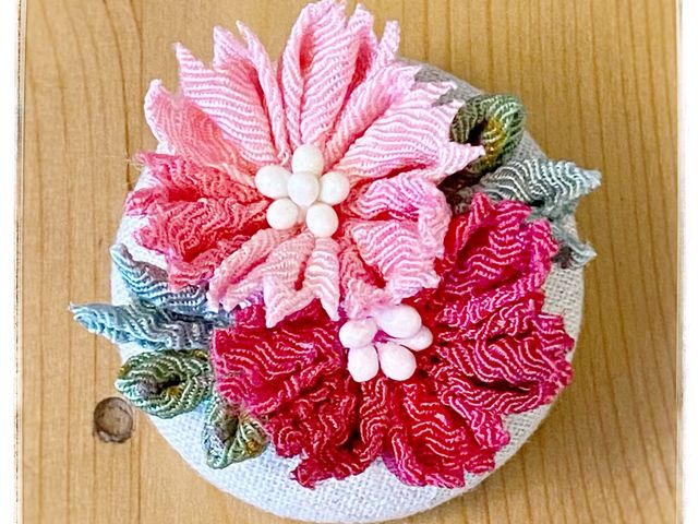 季節のつまみ細工長月 秋桜_つまみ細工 ぽっちり