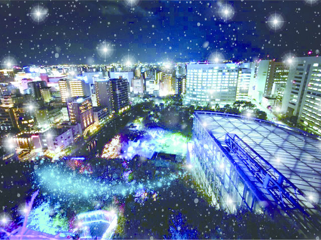 屋上から見渡す夜景は絶景です。イベント期間中のみの期間限定公開です♪_アクロス福岡イルミネーション