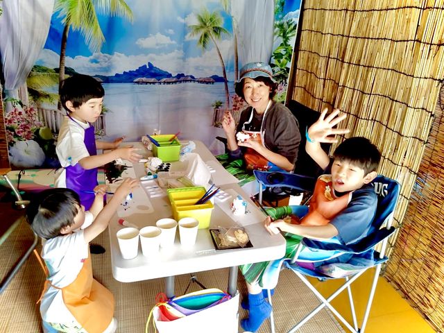 ウェディングシーサーや沖縄の旅行の思いでシーサーとしても大人気!_今帰仁古民家シーサー絵付け体験 フクギ家