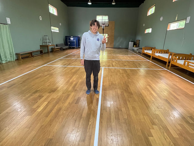体育館内のピックルボールコート
体育館は自主清掃をお願いいたします。_北軽井沢ピックルボール山荘ラリー