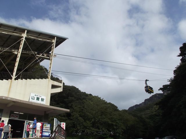 山麓駅を出発後のロープウェー_鋸山ロープウェー