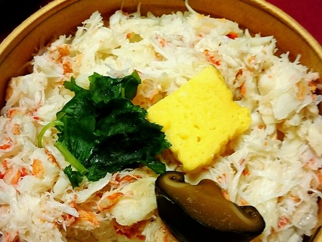 蟹わっぱ飯。
こちらも食べかけですいません。_割烹 田季野