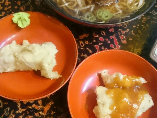 蕎麦がきが2つの味付け_鰊屋敷太田