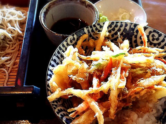 かき揚げ天丼ともりそばセット_手打ち蕎麦 永