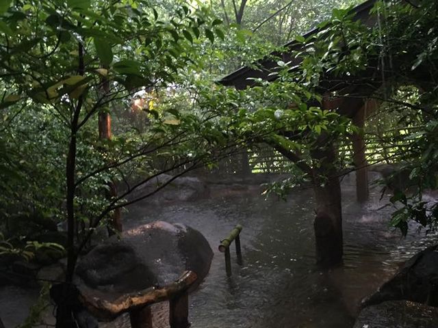雨が強くなった露天風呂_お宿 のし湯