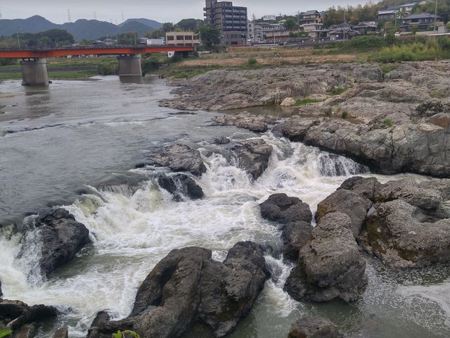 近くで見ると川の音も迫力も違います。涼しくて気持ちがよいです。_闘竜灘