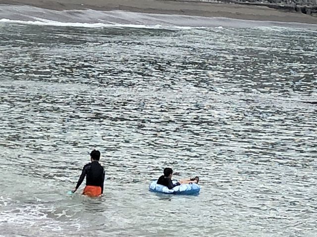 釣り人と私達家族だけ…笑_熱川YOU湯ビーチ