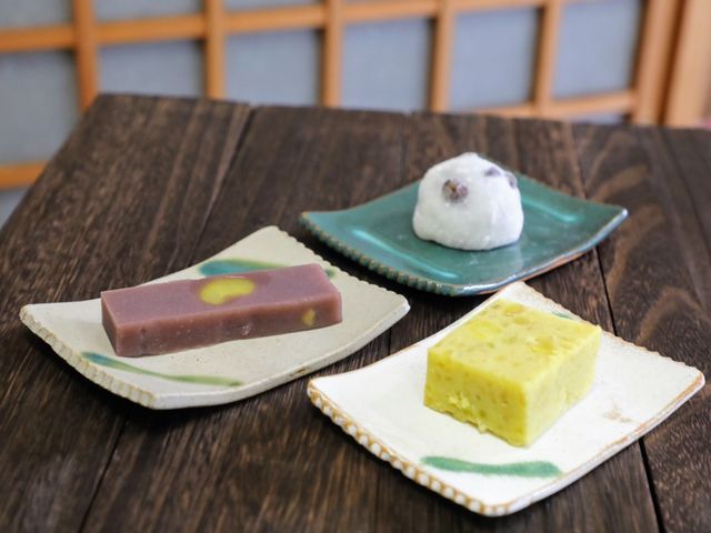 豆大福、栗むしようかん、芋ようかんです。_菓匠 つくも