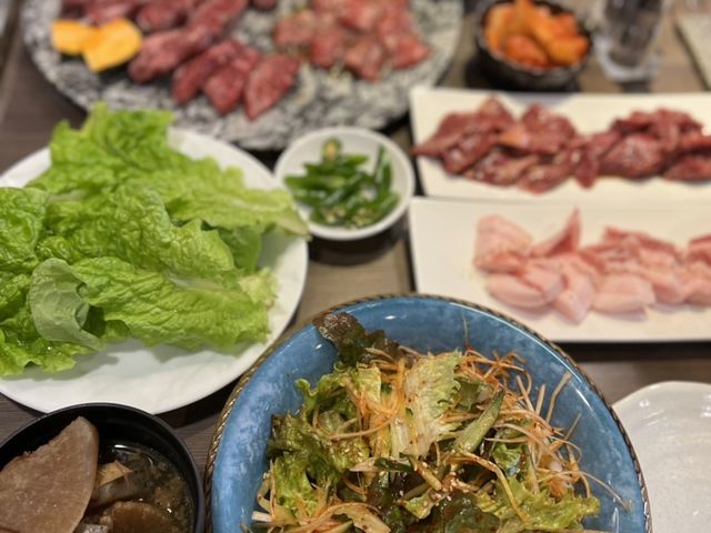 サラダもお肉もとても美味しいです_炭火焼肉 田園