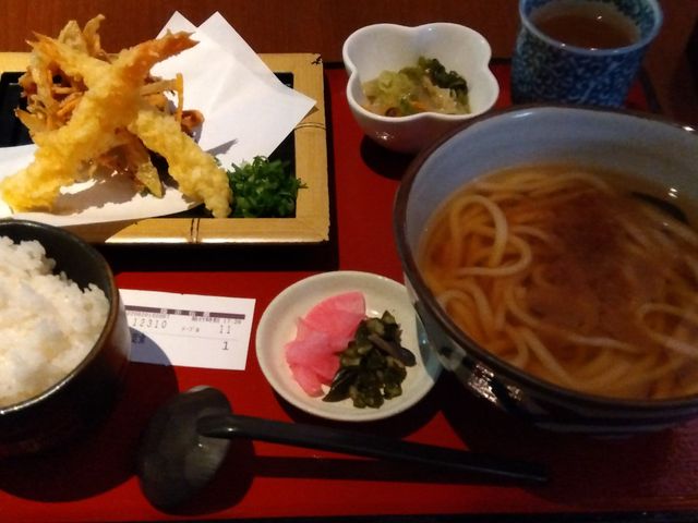 天ぷら付きのうどん定食_あねがわ温泉