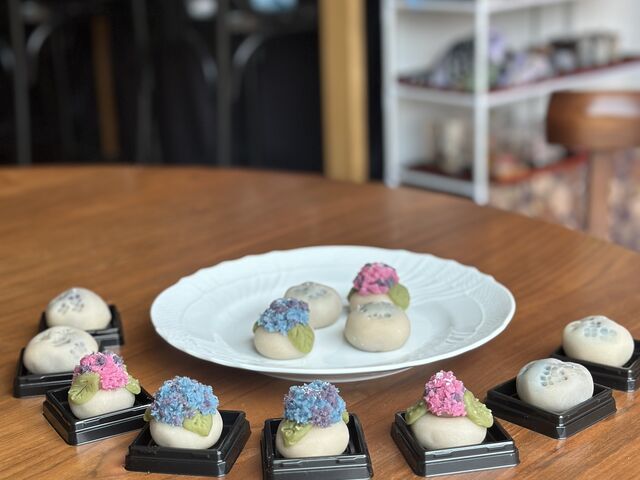 紫陽花の和菓子作りました♪_巻き寿司教室Design