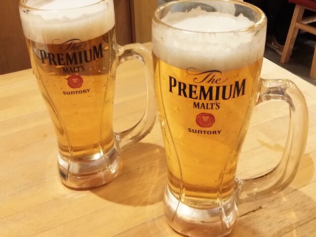 生ビール、最高です_餃子のかっちゃん 池袋東口店