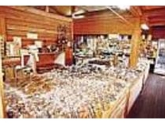 特産品の干ししいたけが所狭しと並ぶ店内_地蔵の里