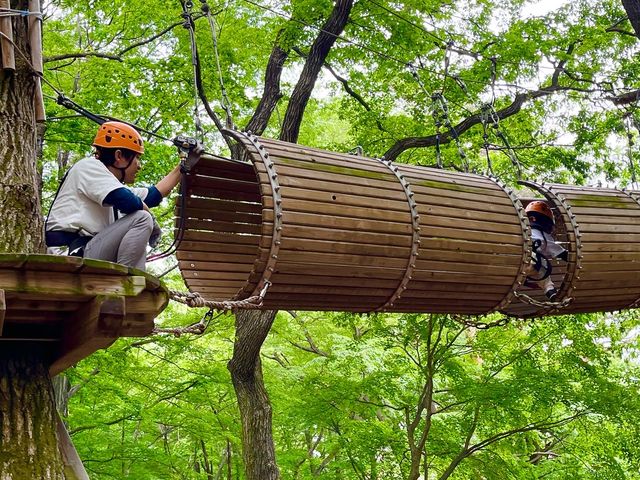 KOZARUコースも
様々な仕掛けにワクワク!_那須の森の空中アスレチック『NOZARU』