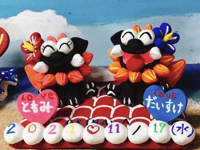 【沖縄体験】シーサー絵付けの他に、屋根やハートに絵付けもできます(^^)_Enjoy工房