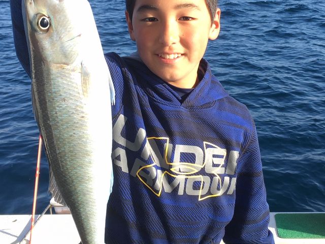激闘の末釣りあげたアオチビキ!時々くる大物がスリリングでたまらない!_遊漁船 海友丸