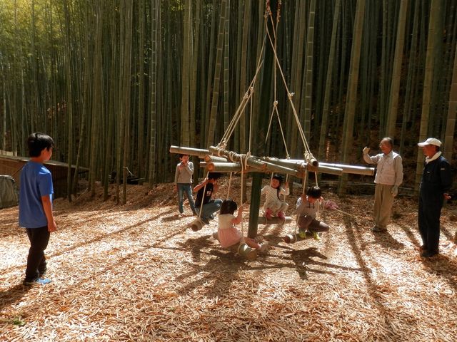 竹林内の竹で作った
回転ブランコ_NPO法人加茂女