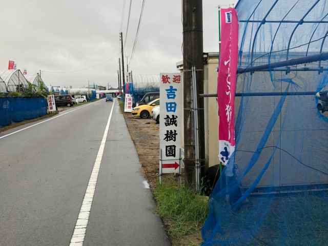 聖籠、蓮野インター方面からお越しの方はこちらの看板が目印です!_誠樹園