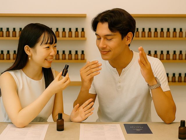カップルでお互いの好きな香りで香水を作り合うのも出雲旅の想い出になります_出雲きよら