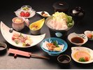 3種のクエ料理が付いた会席プランです