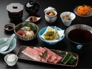 熊野牛鋤焼きが付いたうつぼ会席