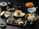 あわびが付いたクエ会席