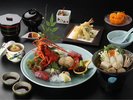 伊勢海老が付いた春野菜会席