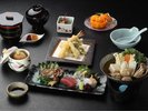 あわびが付いた春野菜会席
