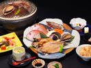 炭火焼:光全体図【昼食】目の前で焼いたアツアツの海の幸!香ばしい香りが食欲をそそります。