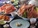 「焼がに」「カニスキ」に「てっさ」「から揚げ」のいいとこどり(写真は4名様分)