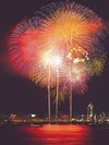 今治港からの花火とホテル