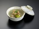【薩摩特別会席】鹿児島の新里芋とオクラの炊き合わせ。指宿のおかかをたっぷり絡ませて。