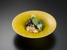 【薩摩特別会席】当館名物であるカルパッチョ。その日の魚介と野菜で合わせ、料理終盤にさっぱりと。