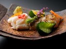 【ご夕食一例】 向付は山形の地酒にぴったりです。