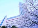 【外観・春】正面玄関や、近くの公園でも桜がたくさん咲きます。
