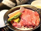 シニア会席 赤牛の蒸ししゃぶ(一例)脂控えめ、栄養たっぷり。赤牛の蒸ししゃぶで体も喜ぶ一皿