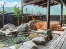 大木と岩造りの2つの露天風呂がある離れ「ゆらり」は贅沢な空間。