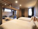 バス付き和室ツイン◆シモンズと西川のマットレスを重ねたベッド