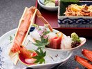 【デラックス蟹会席 雪の舞】地魚と蟹足洗盛り合わせ