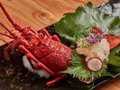 【追加料理】伊勢海老の御造り。伊勢志摩の代名詞。産地ならではの新鮮さです。