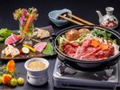 秩父おなめを使用した特製ソースの地野菜バーニャカウダと武州牛のすきやき