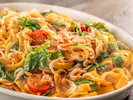 夕食:春メニュー 桜えびと春レタスのパスタ、クレマ・ディ・マーレ