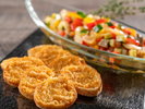 夕食:夏メニュー 夏野菜のラタトゥイユ 香ばしいチーズバゲットとともに