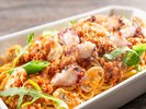 夕食:秋メニュー タコと木の子のトマト煮込みパスタ