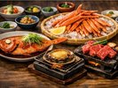 金目の煮付・鮑の踊り焼・国産牛石板焼・紅ズワイ食べ放題