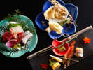 〜地魚四種盛&季節の前菜&天麩羅〜 日本海の新鮮な地魚&旬の魅力の詰まった前菜&サックサックの天麩羅