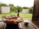 朝食はマルチグリドルで調理