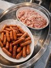 湯せんしたソーセージとベーコン