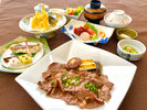 【和食御膳】メイン:牛ロースの焼きしゃぶ 揚げ物:天婦羅